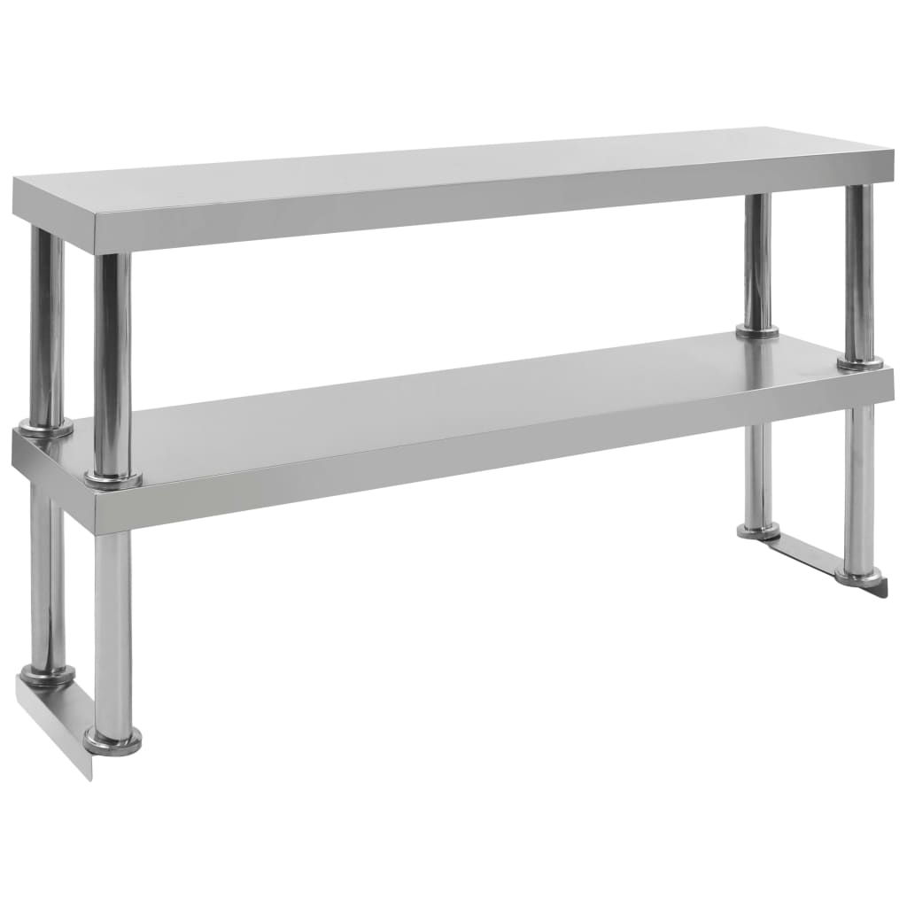 Verhoging Voor Werktafel 2-Laags Roestvrij Staal 120 x 30 x 65 cm