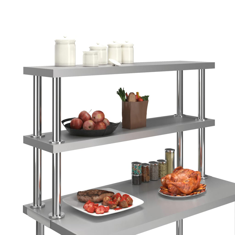 Verhoging Voor Werktafel 2-Laags Roestvrij Staal 120 x 30 x 65 cm