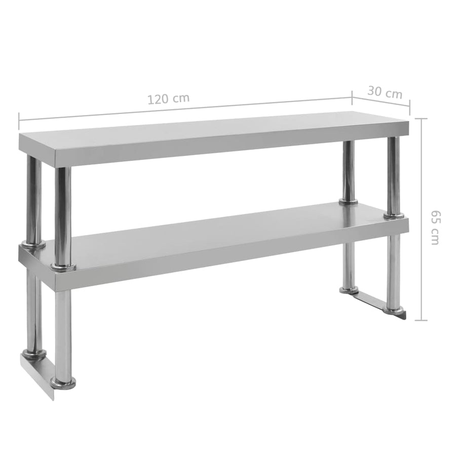 Verhoging Voor Werktafel 2-Laags Roestvrij Staal 120 x 30 x 65 cm