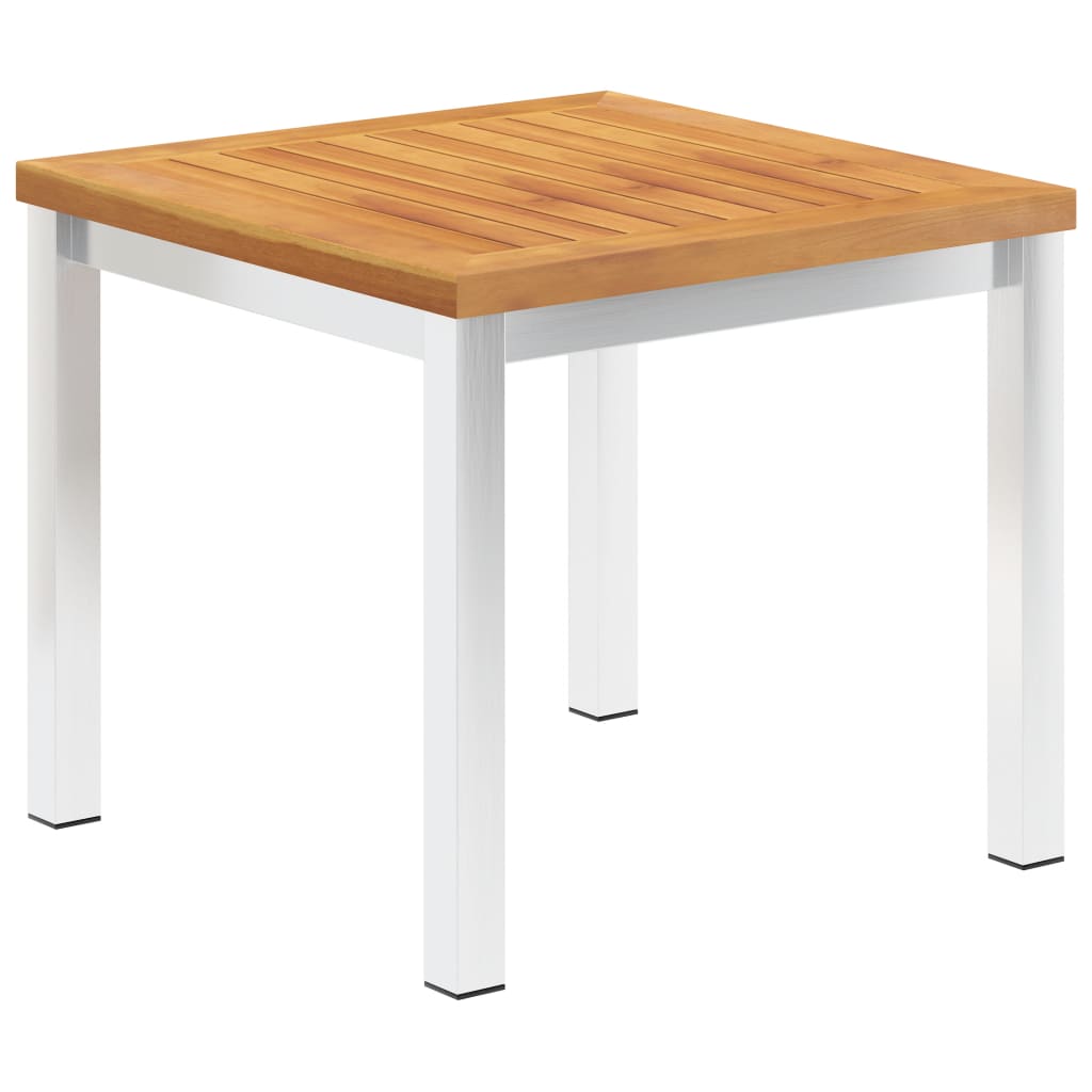 Tuinbijzettafel 45X45X38 Cm Massief Acaciahout Roestvrij Staal
