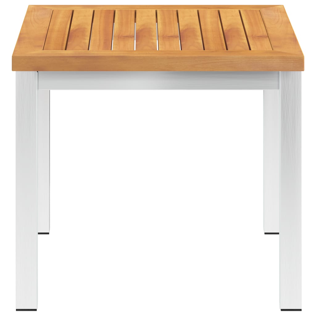 Tuinbijzettafel 45X45X38 Cm Massief Acaciahout Roestvrij Staal