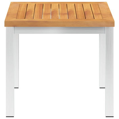 Tuinbijzettafel 45X45X38 Cm Massief Acaciahout Roestvrij Staal