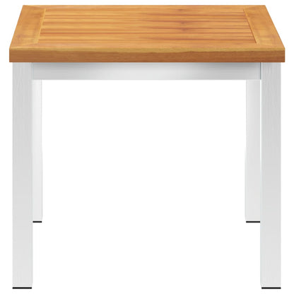 Tuinbijzettafel 45X45X38 Cm Massief Acaciahout Roestvrij Staal