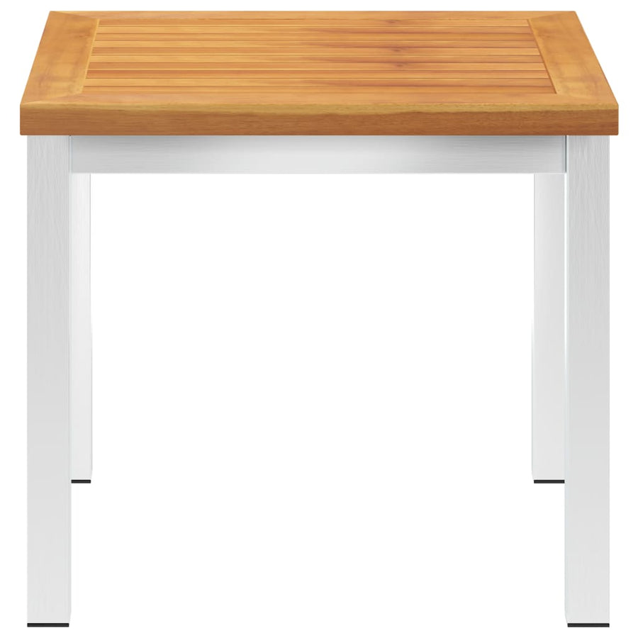Tuinbijzettafel 45X45X38 Cm Massief Acaciahout Roestvrij Staal