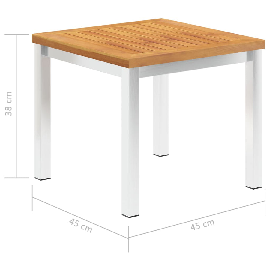 Tuinbijzettafel 45X45X38 Cm Massief Acaciahout Roestvrij Staal