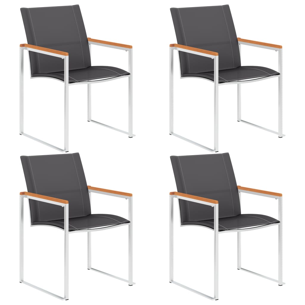 Tuinstoelen Textileen En Roestvrij Staal Grijs 4 Massief acaciahout
