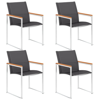 Tuinstoelen Textileen En Roestvrij Staal Grijs 4 Massief acaciahout