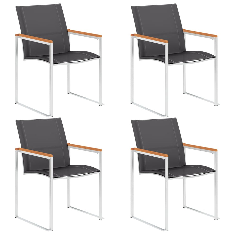 Tuinstoelen Textileen En Roestvrij Staal Grijs 4 Massief acaciahout