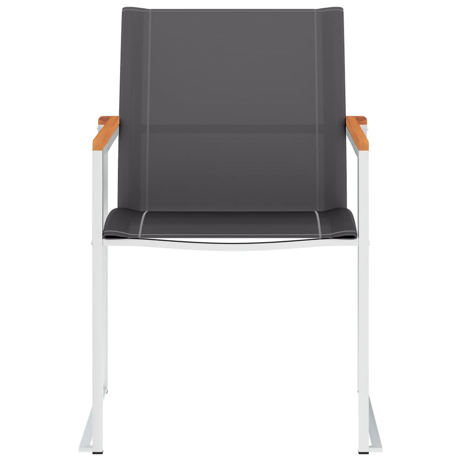 Tuinstoelen Textileen En Roestvrij Staal Grijs 4 Massief acaciahout