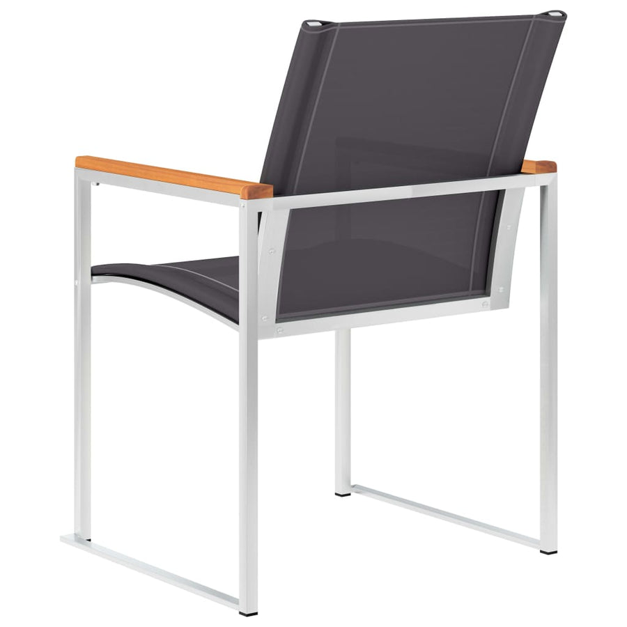 Tuinstoelen Textileen En Roestvrij Staal Grijs 4 Massief acaciahout