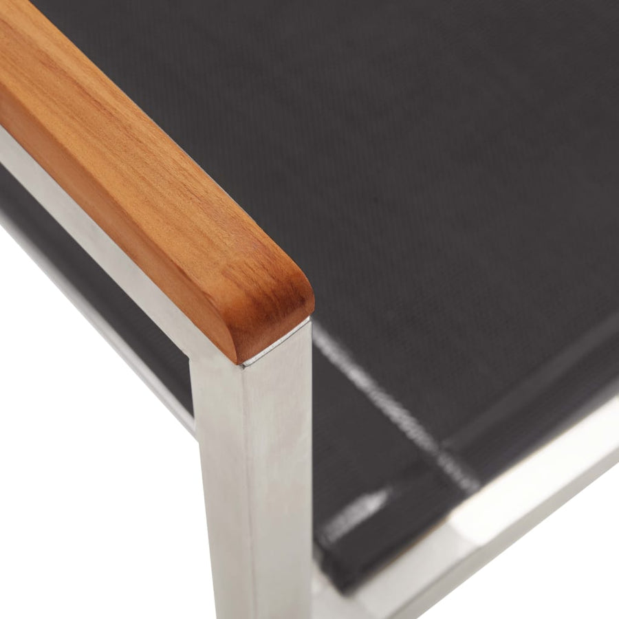 Tuinstoelen Textileen En Roestvrij Staal Grijs 4 Massief acaciahout