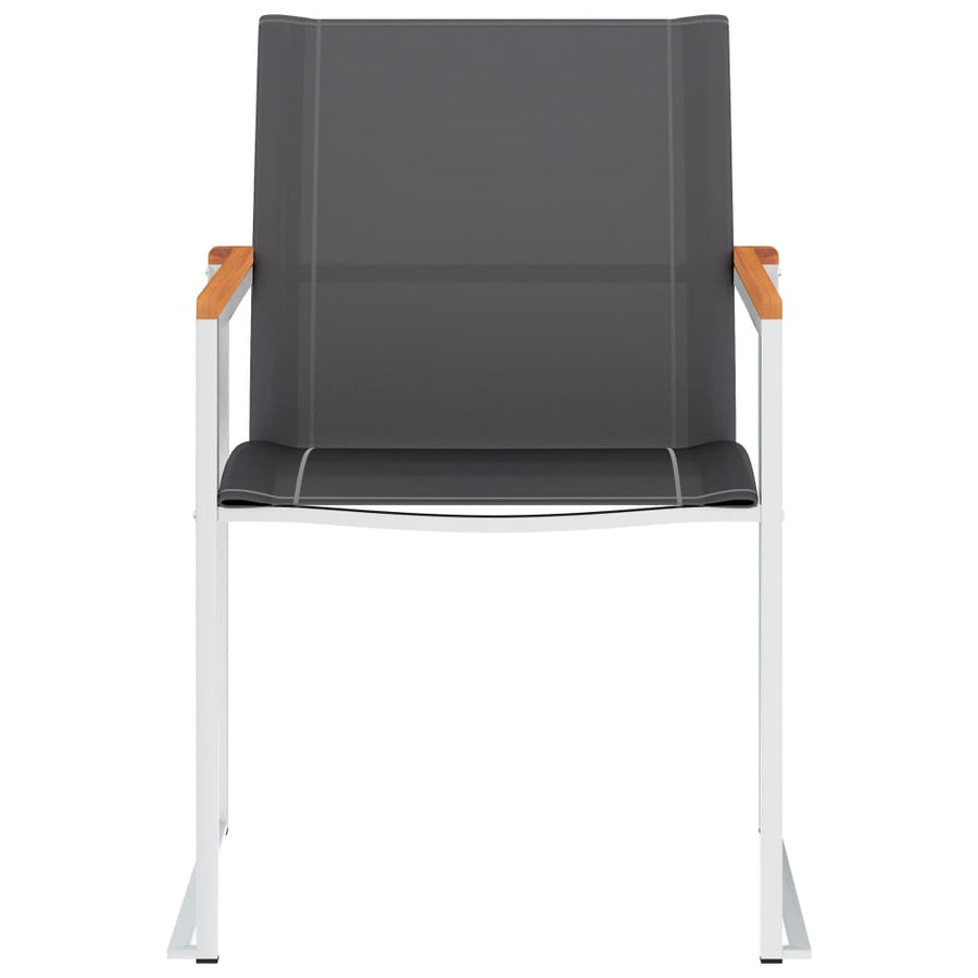 Tuinstoelen Textileen En Roestvrij Staal Grijs 2 Massief acaciahout