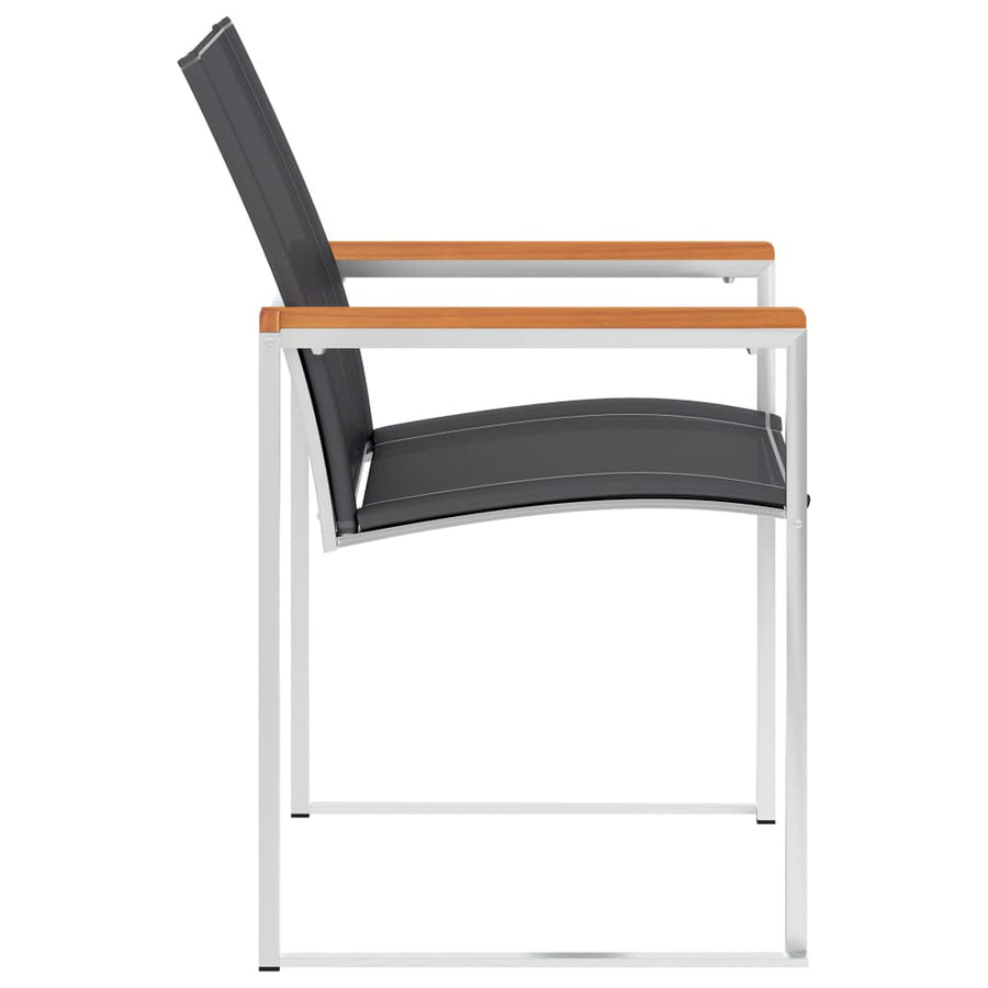Tuinstoelen Textileen En Roestvrij Staal Grijs 2 Massief acaciahout