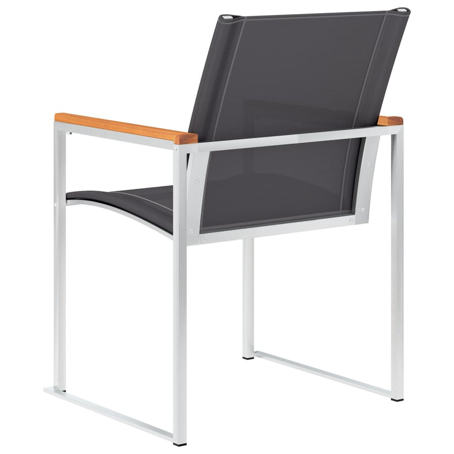 Tuinstoelen Textileen En Roestvrij Staal Grijs 2 Massief acaciahout