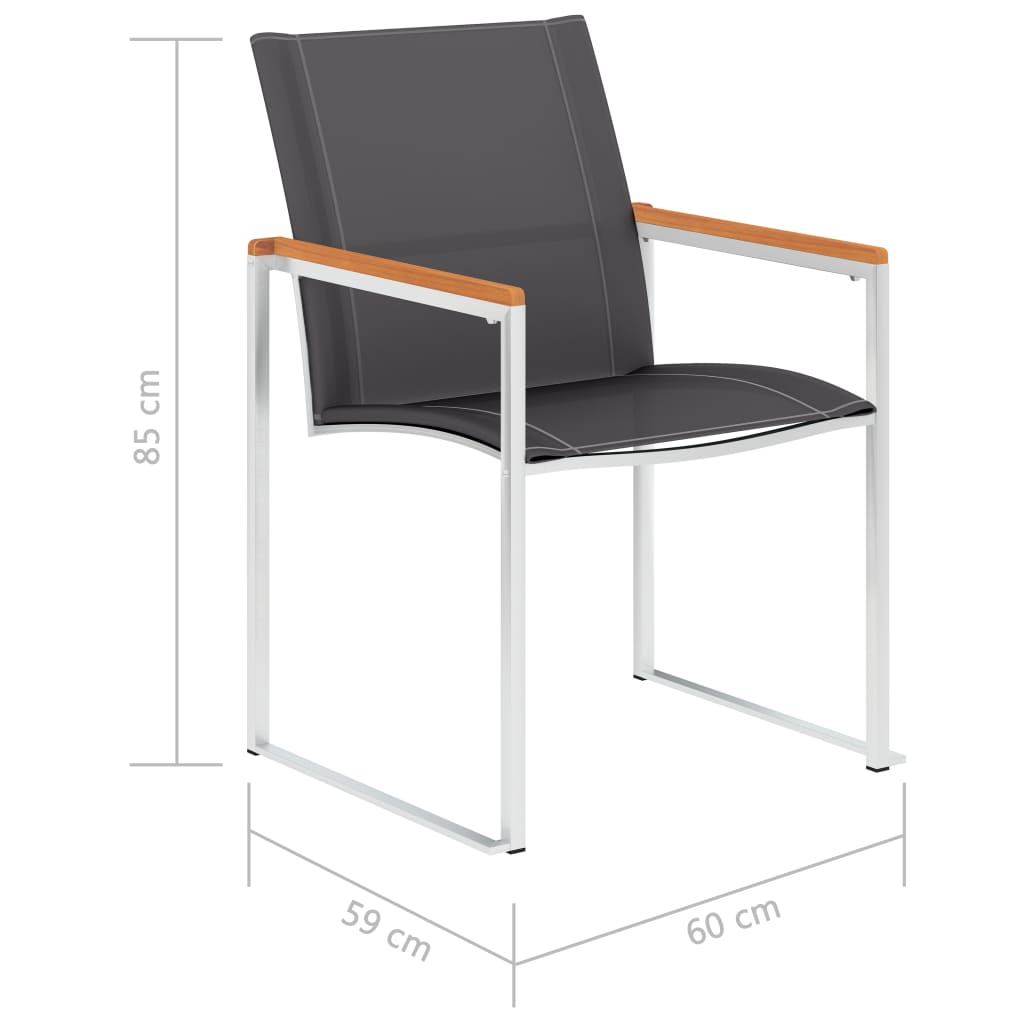 Tuinstoelen Textileen En Roestvrij Staal Grijs 2 Massief acaciahout