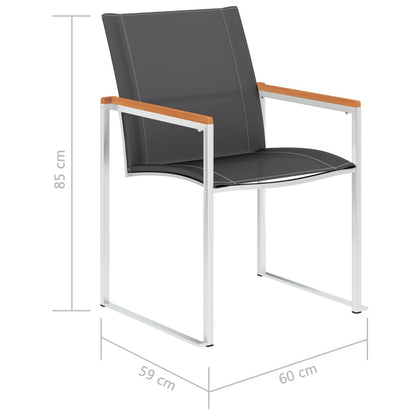 Tuinstoelen Textileen En Roestvrij Staal Grijs 2 Massief acaciahout