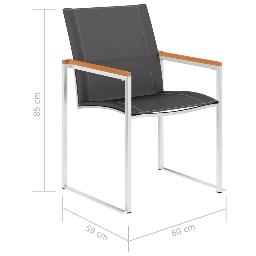 Tuinstoelen Textileen En Roestvrij Staal Grijs 2 Massief acaciahout