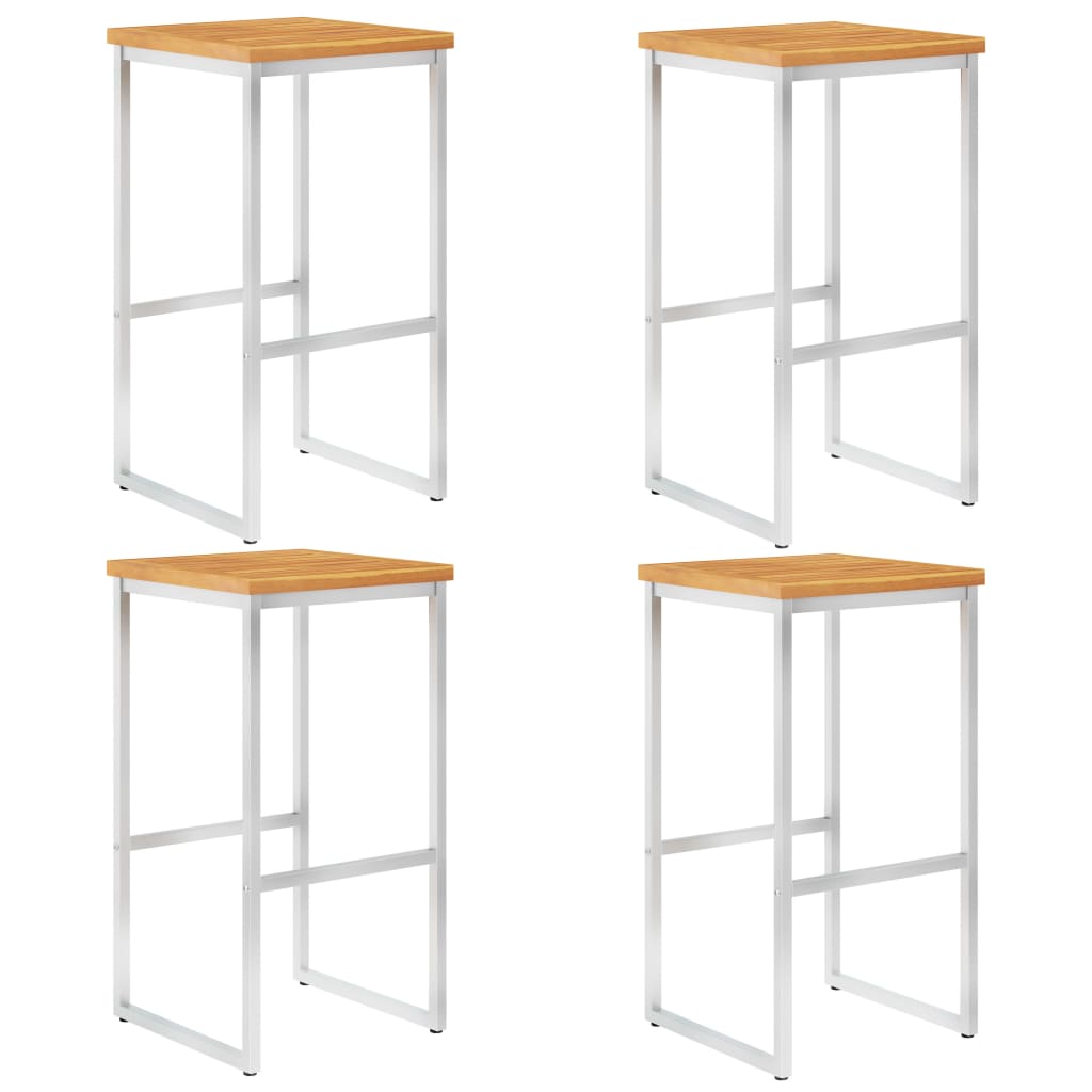 Barstoelen En Roestvrij Staal 4 Massief acaciahout