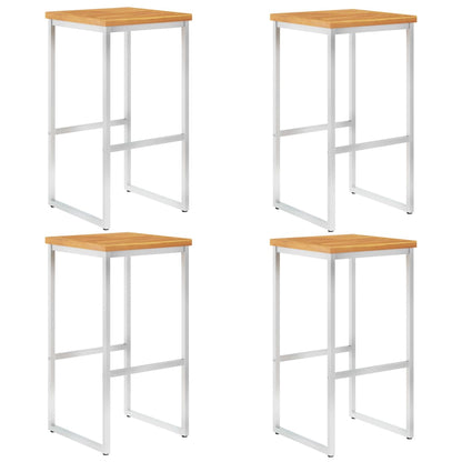 Barstoelen En Roestvrij Staal 4 Massief acaciahout