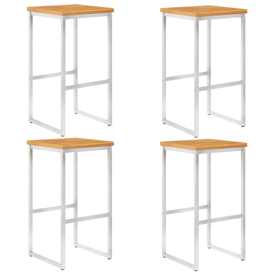Barstoelen En Roestvrij Staal 4 Massief acaciahout