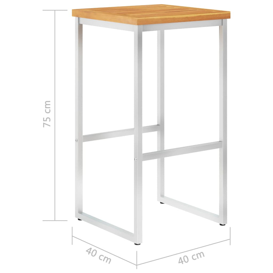 Barstoelen En Roestvrij Staal 4 Massief acaciahout
