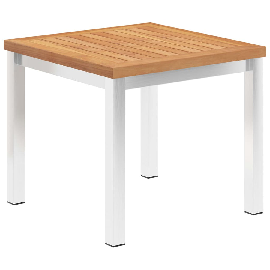 Tuinbijzettafel 45X45X38 Cm Massief Acaciahout Roestvrij Staal