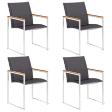 Tuinstoelen Textileen En Roestvrij Staal Grijs 4 Massief teakhout