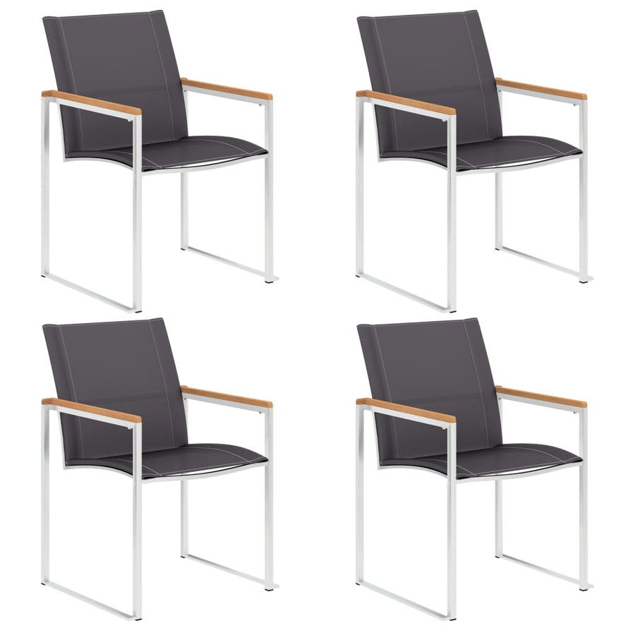 Tuinstoelen Textileen En Roestvrij Staal Grijs 4 Massief teakhout