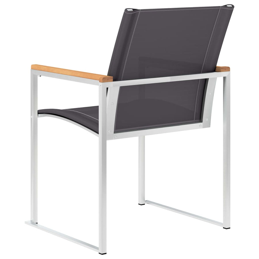 Tuinstoelen Textileen En Roestvrij Staal Grijs 4 Massief teakhout