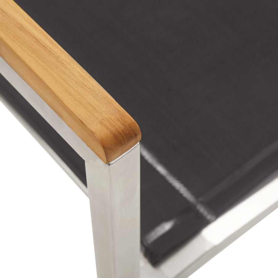 Tuinstoelen Textileen En Roestvrij Staal Grijs 4 Massief teakhout