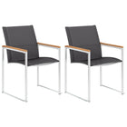 Garden chairs 2 pcs textile and stainless steel grey
