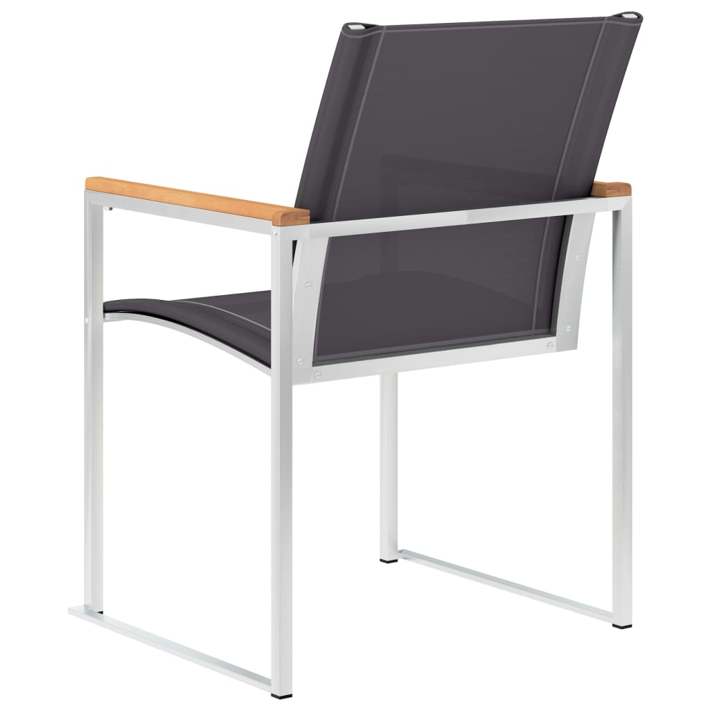 Tuinstoelen Textileen En Roestvrij Staal Grijs 2 Massief teakhout
