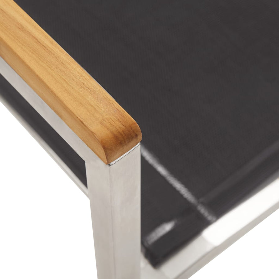 Tuinstoelen Textileen En Roestvrij Staal Grijs 2 Massief teakhout