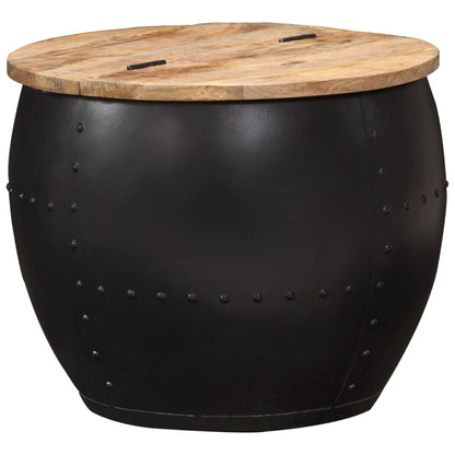 Salontafel Rond Massief Mangohout 1 53 x 43 cm Zwart