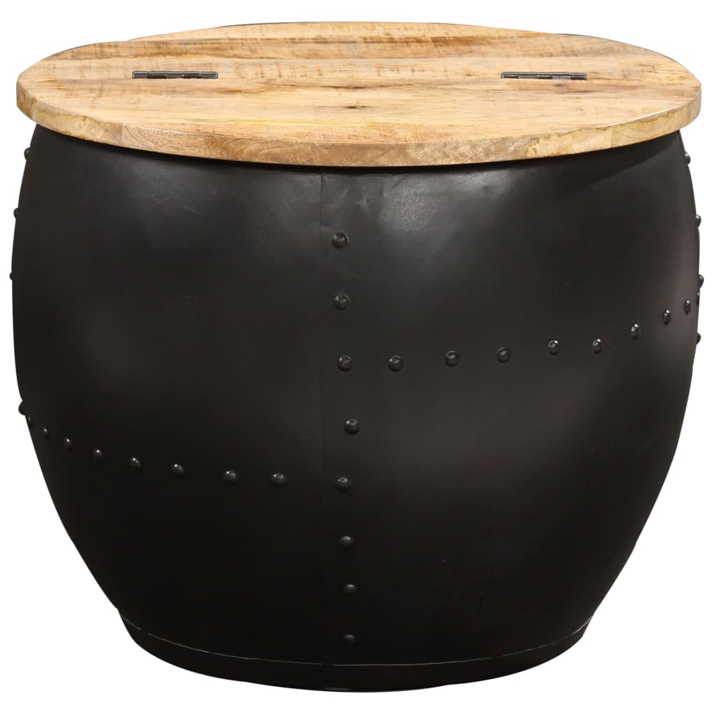 Salontafel Rond Massief Mangohout 1 53 x 43 cm Zwart