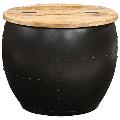 Salontafel Rond Massief Mangohout 1 53 x 43 cm Zwart