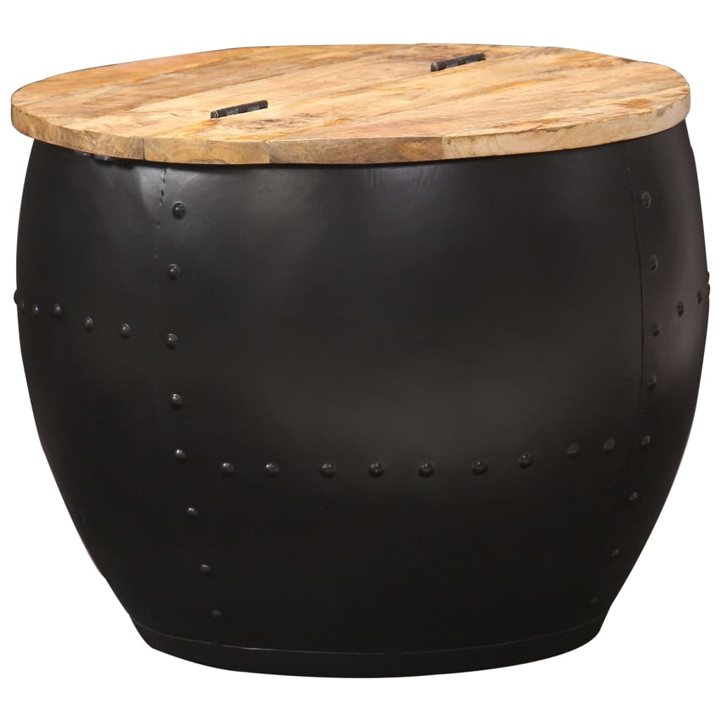 Salontafel Rond Massief Mangohout 1 53 x 43 cm Zwart