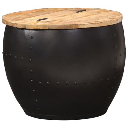 Salontafel Rond Massief Mangohout 1 53 x 43 cm Zwart