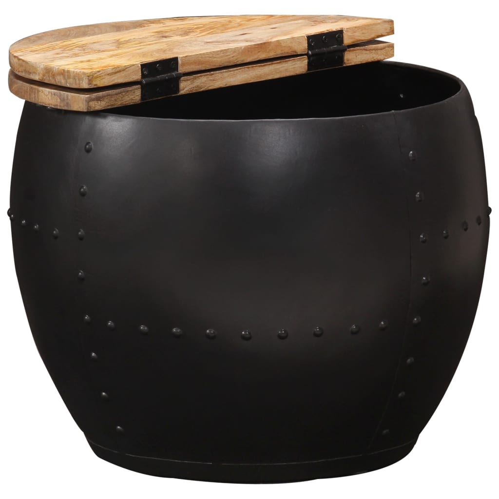 Salontafel Rond Massief Mangohout 1 53 x 43 cm Zwart