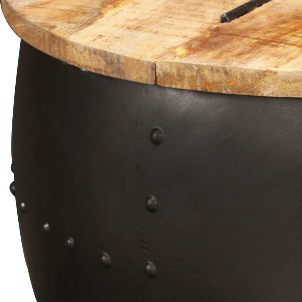 Salontafel Rond Massief Mangohout 1 53 x 43 cm Zwart
