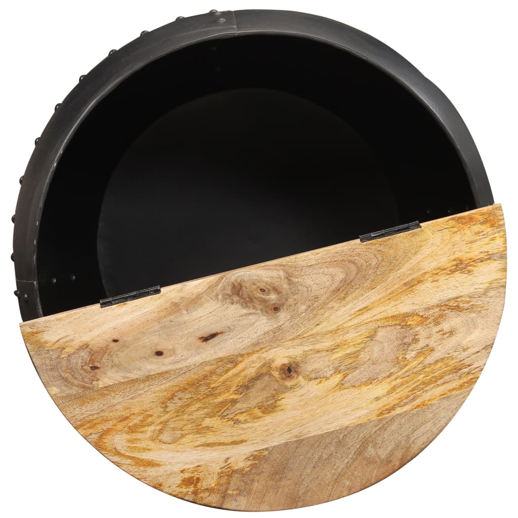 Salontafel Rond Massief Mangohout 1 53 x 43 cm Zwart