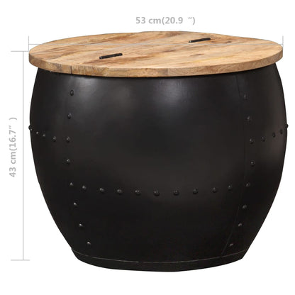 Salontafel Rond Massief Mangohout 1 53 x 43 cm Zwart