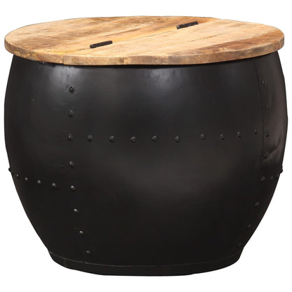 Salontafel Rond Massief Mangohout 1 53 x 43 cm Zwart