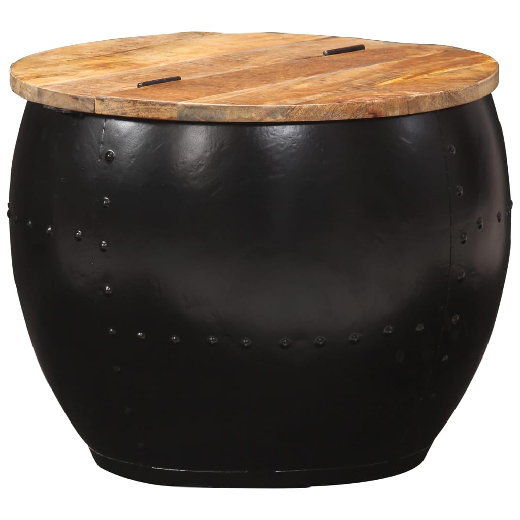 Salontafel Rond Massief Mangohout 1 53 x 43 cm Zwart