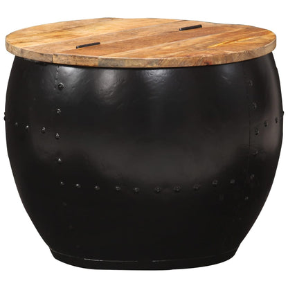 Salontafel Rond Massief Mangohout 1 53 x 43 cm Zwart