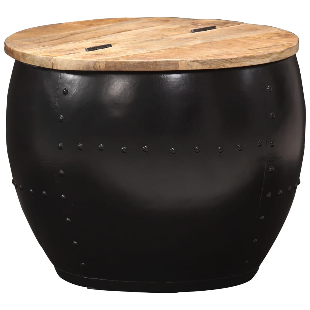 Salontafel Rond Massief Mangohout 1 53 x 43 cm Zwart