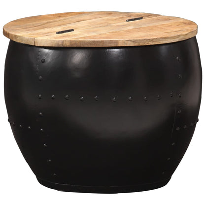 Salontafel Rond Massief Mangohout 1 53 x 43 cm Zwart