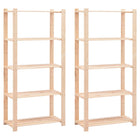 Opbergrek grenenhout 80x38x170 cm 5-laags 2 stuks
