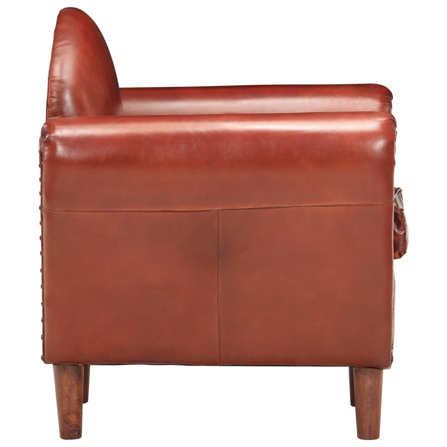 Kuipstoel 77X65X79 Cm Echt Leer Bruin