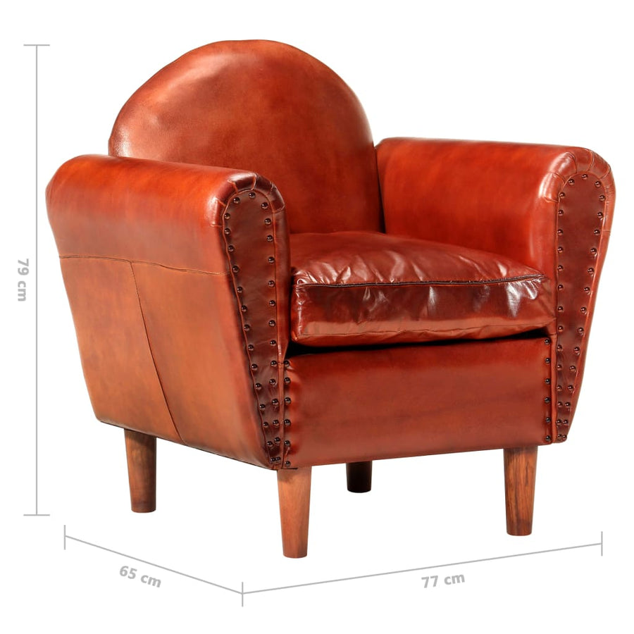 Kuipstoel 77X65X79 Cm Echt Leer Bruin